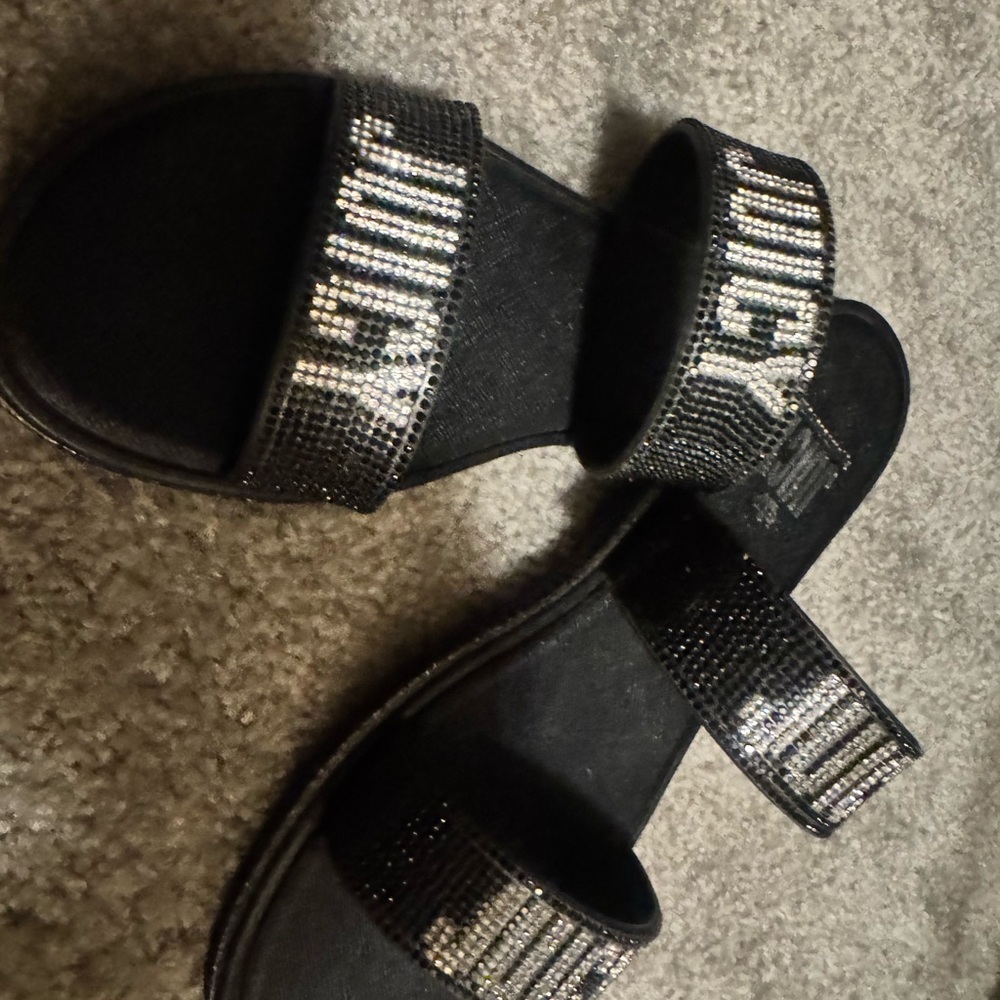 Juicy Couture Black Sandals with Silver Accents